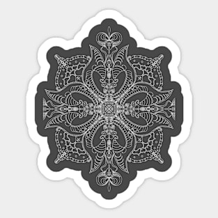 White Line Carnivorous Flower Mandala Pattern Sticker